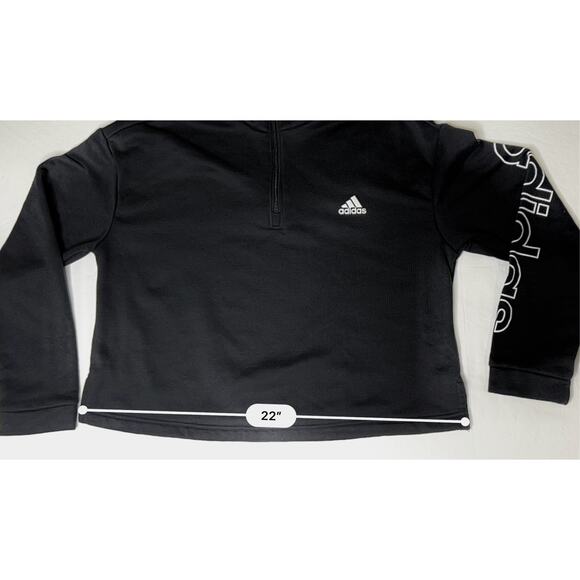 Adidas Essential Loose Fit Cropped Top Logo Black X LARGE Activewear Pullover - Picture 6 of 10